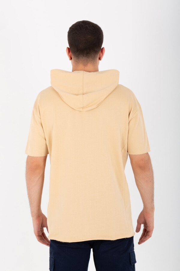 Mens Oversized Basic Plain T-shirt With Hood And Short Sleeves