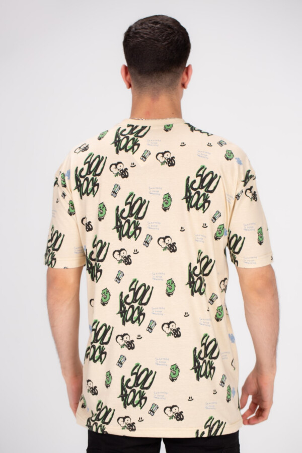 Men's Regular Fit Over Size Front & Back Printed T-shirt Made With Soft Breathable Cotton For All Day