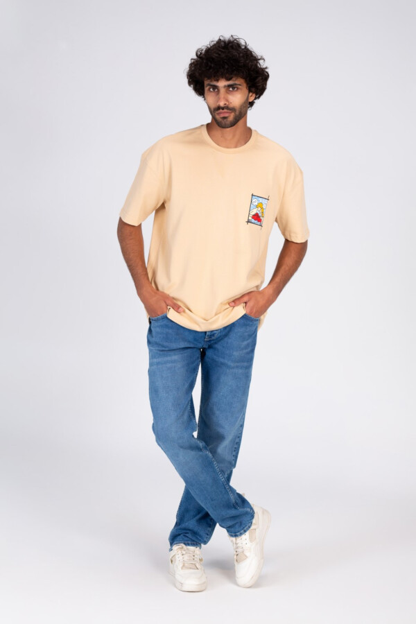 Mens Short Sleeve T-shirt With Round Neck And Front And Back Print