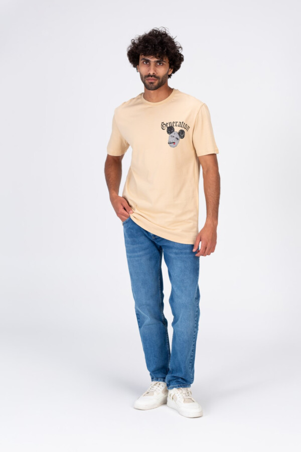 Mens Round Neck T-shirt With Front And Back Print