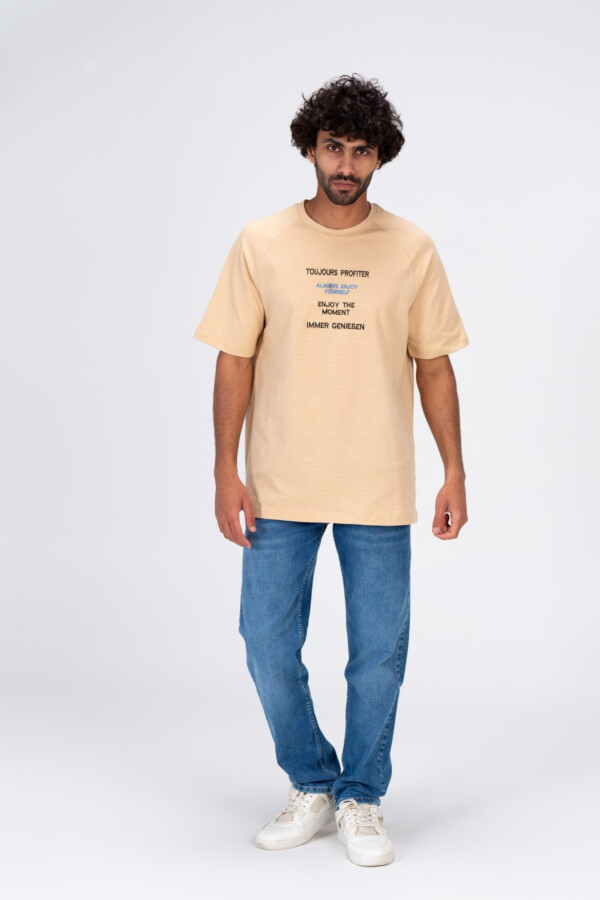 Mens Regular Fit Half Sleeves T-shirt Printed On The Front With Enjoy The Moment Print