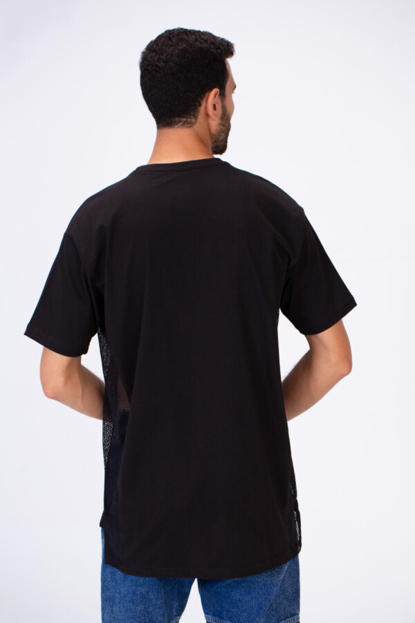 Mens Round Oversize Basic Printed T-shirt Transparent from the sides With A Modern Fit