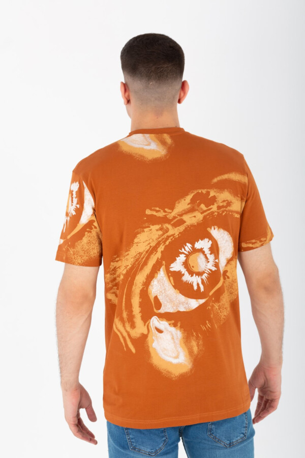 Men's Slim Fit T-shirt With A Round Neck And All Over Print In Single Lycra Material