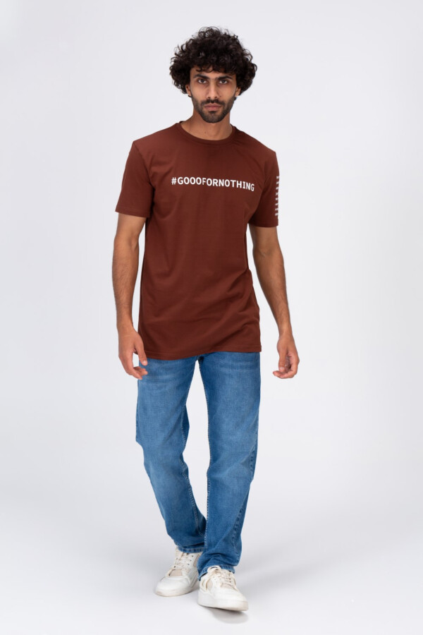 Mens Regular Fit Crew Neck With Go For No Thing Print T-Shirt