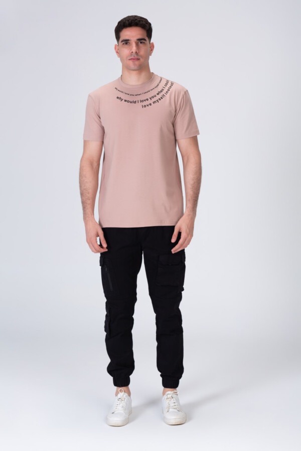 Men's Cotton Half Sleeve T-shirt With Front Print Around The Neck