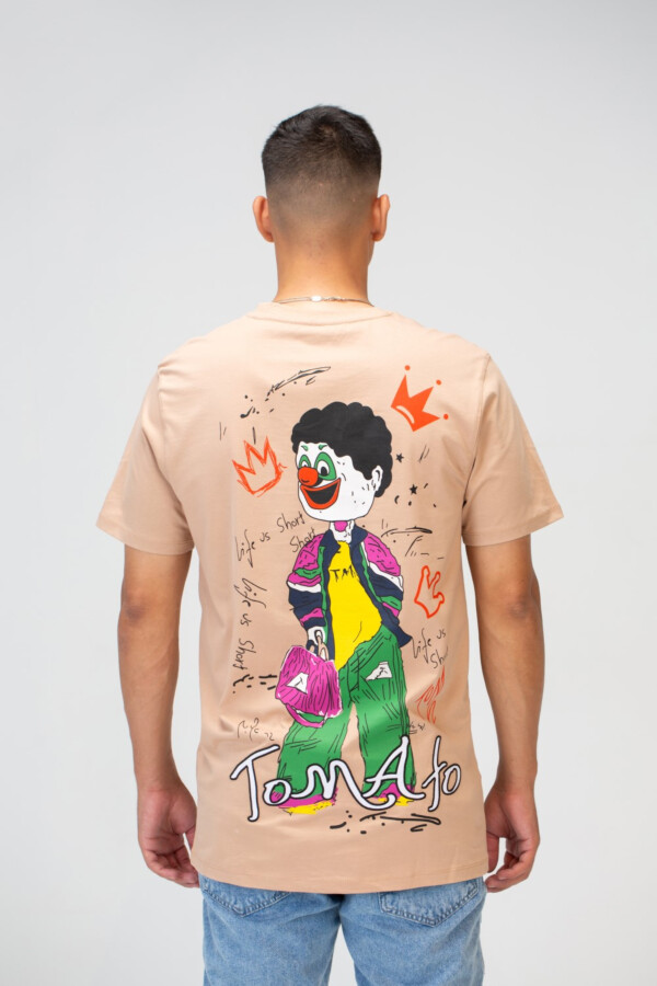 Mens Half Sleeve T-shirt With A Round Neck And Front And Back Print