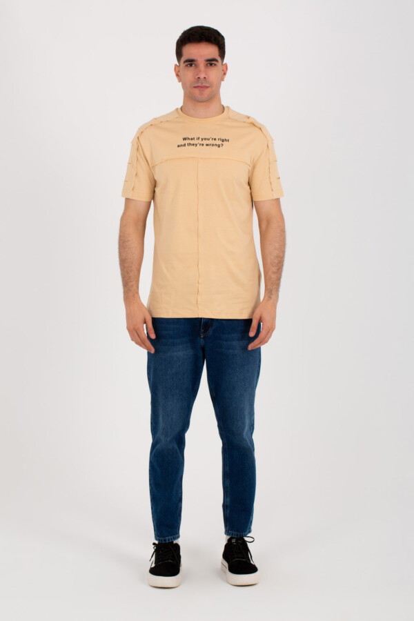 Mens Half Sleeve T-shirt With Distinctive Cuts And Front Print