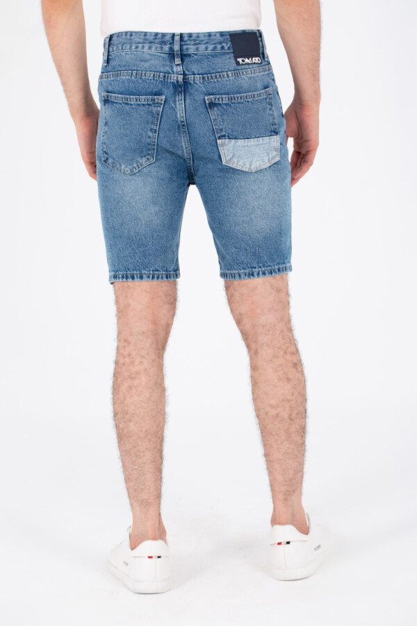 Mens Denim Cutting Short With Five Pockets And Tomato Patch At The Back