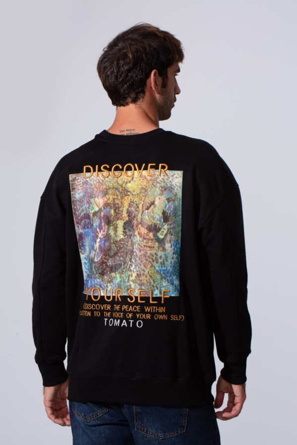 Men's Regular Fit Melton Sweatshirt With Graphic Print And Crew Neck
