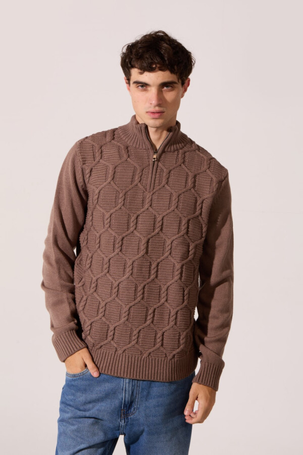 Men's Slim Fit Collar Long Sleeve Pullover With Half Front Zip