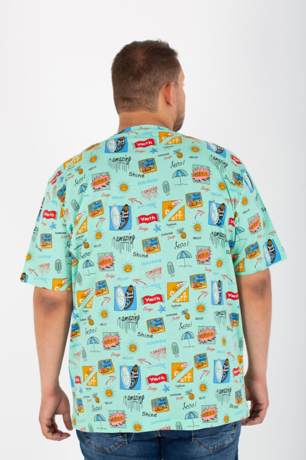 Mens Big Size half sleeves Round T-Shirt With Full Print