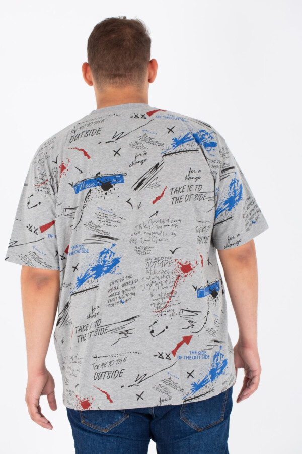 Men's Big Size Round Neck Short Sleeved T-Shirt With Full Print