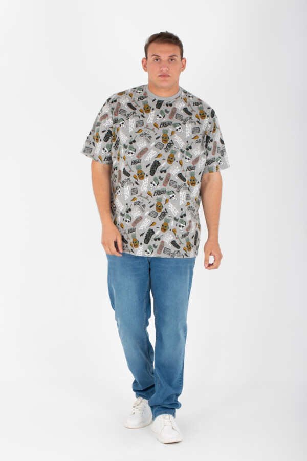 Men's Big Size Round Neck Short Sleeve Printed T-shirt