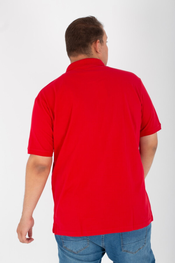 Men's Big Size Plain Basic Short Sleeve Polo T-Shirt In Red