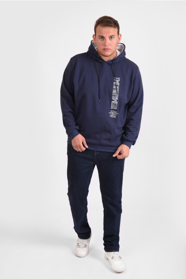 Men's Slim Fit Hooded Melton Padded Basic Hoodie Big Size Sweatshirt