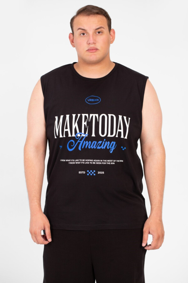 Men's Big Size Tomato Summer Sleeveless T-Shirt With Modern Front Print