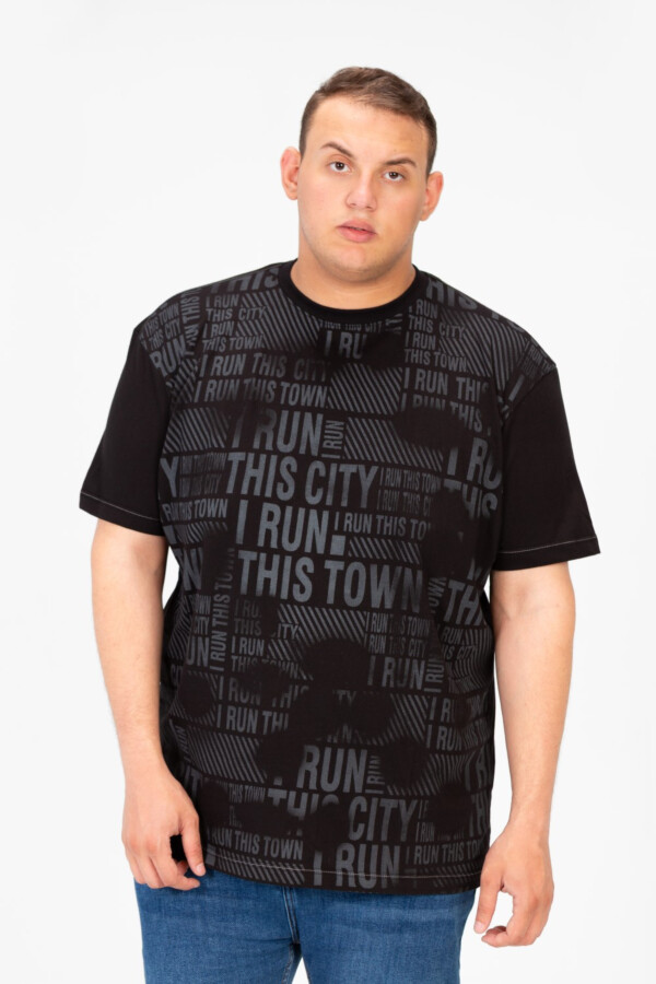 Men's Big Size T-Shirt With Full Front Print And Short Sleeves
