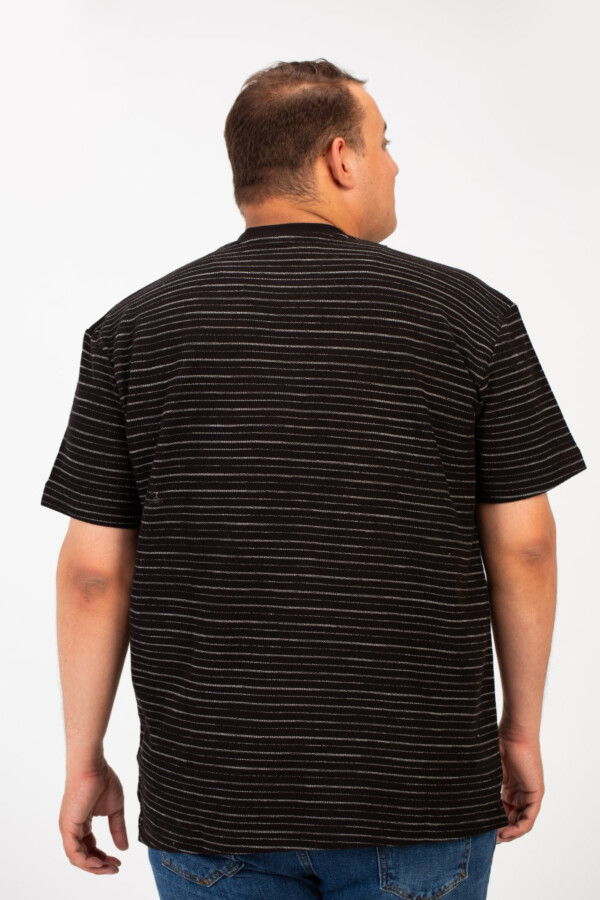 Men's Tomato Striped Big Size T-Shirt With Short Sleeves And Round Neck