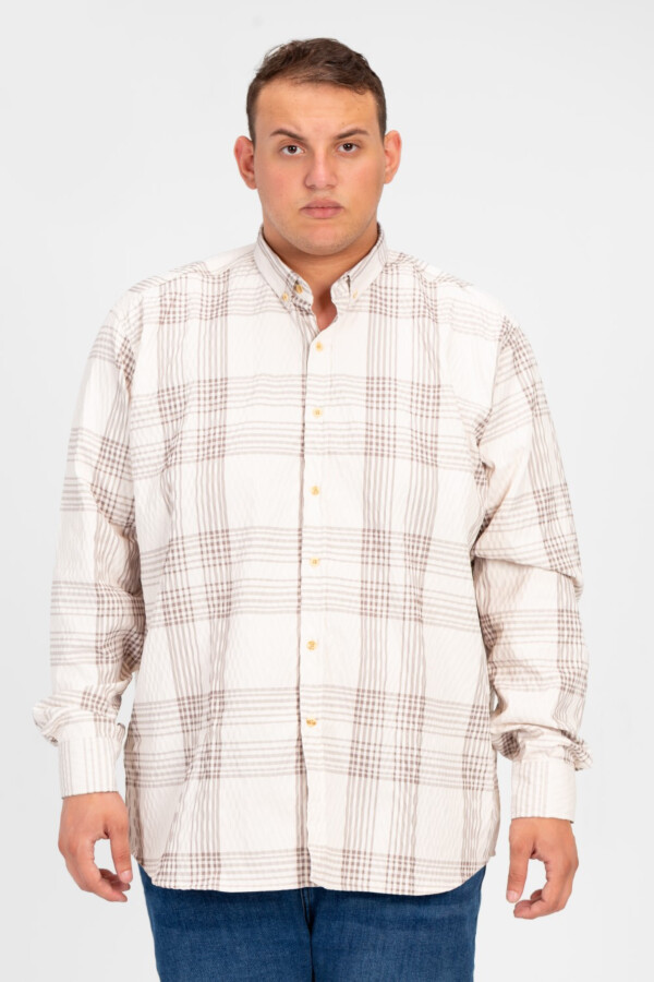 Men's Big size check Shirt With Collar And Long Sleeves