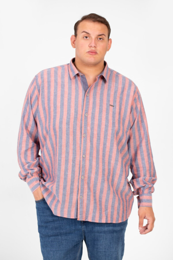 Men's Big Size Tomato Striped Long Sleeve Summer Colors Shirt