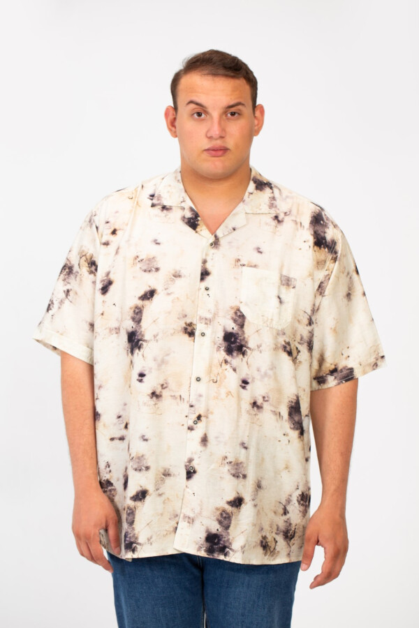 Men's Big Size Half Sleeve All Over Print Shirt With Front Pocket
