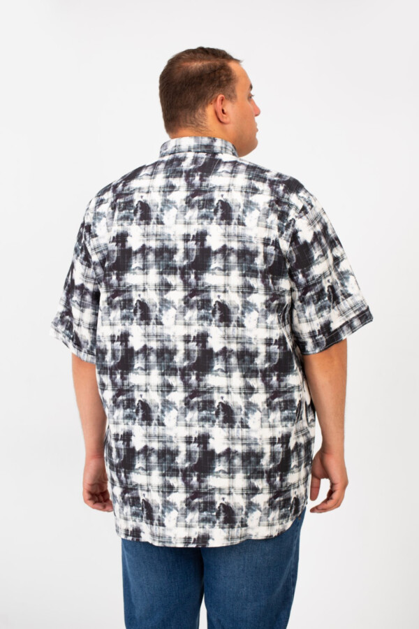 Men's Big Size Checked Printed Half Sleeved Shirt With Front Pocket