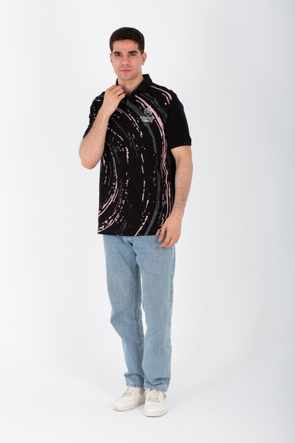 Mens Polo Slim Fit Short Sleeves T-shirt Printed On The Front