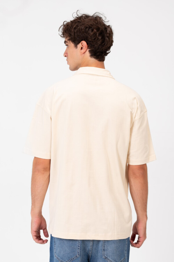 Men's Regular Fit Polo T-shirt With Text Print And Half Front Zipper