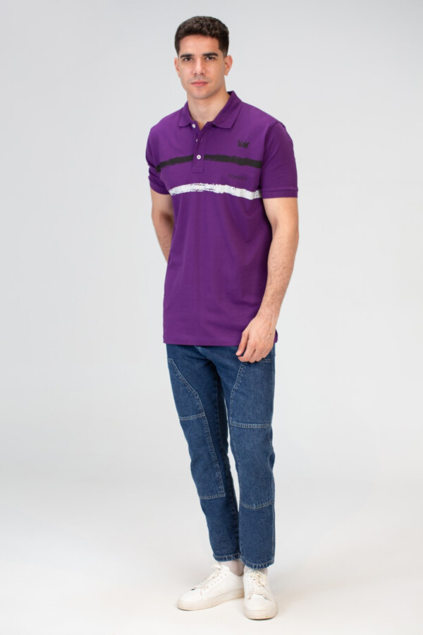 Mens Slim Fit Polo T-Shirt With Round Neck And Front Print