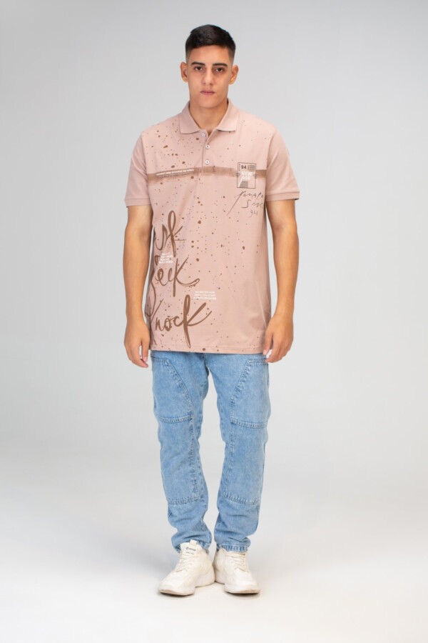 Mens Slim Fit Polo T-shirt With Half Sleeves And Front Print