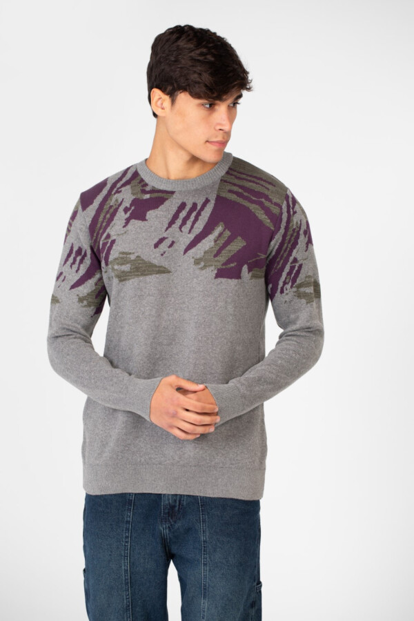 Men's Jakar Printed Crew Neck Pullover Sweater