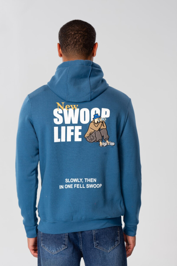 Men's Printed Hoodie Sweatshirt With Long Sleeves In Melton Material