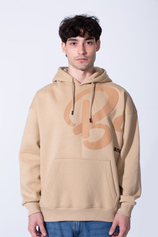 Men's Oversized Melton Hoodie Sweatshirt With Text Print