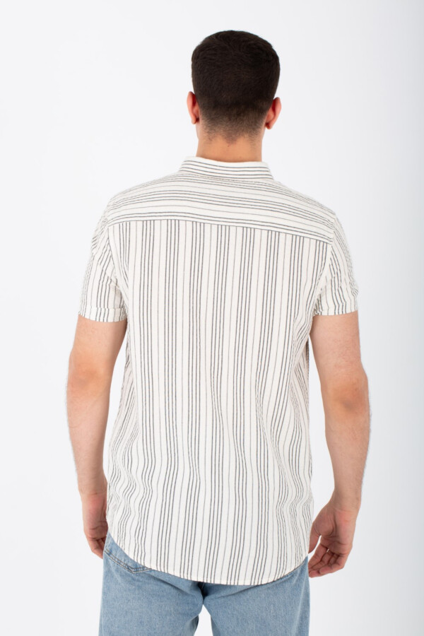 Mens Striped Slim Fit Half Sleeve Shirt With Button Front