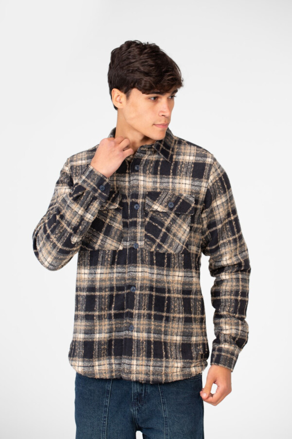 Men's Winter Fur Padded Shirt With Front Pockets