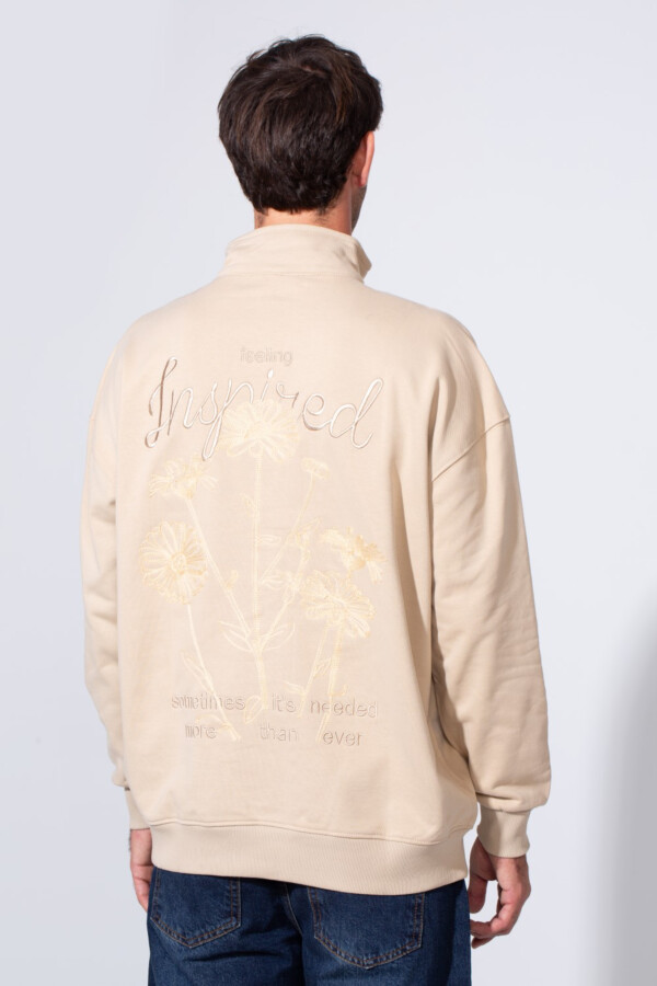 Men's Half Zip Melton Regular Fit Sweatshirt With A Distinctive Back Print