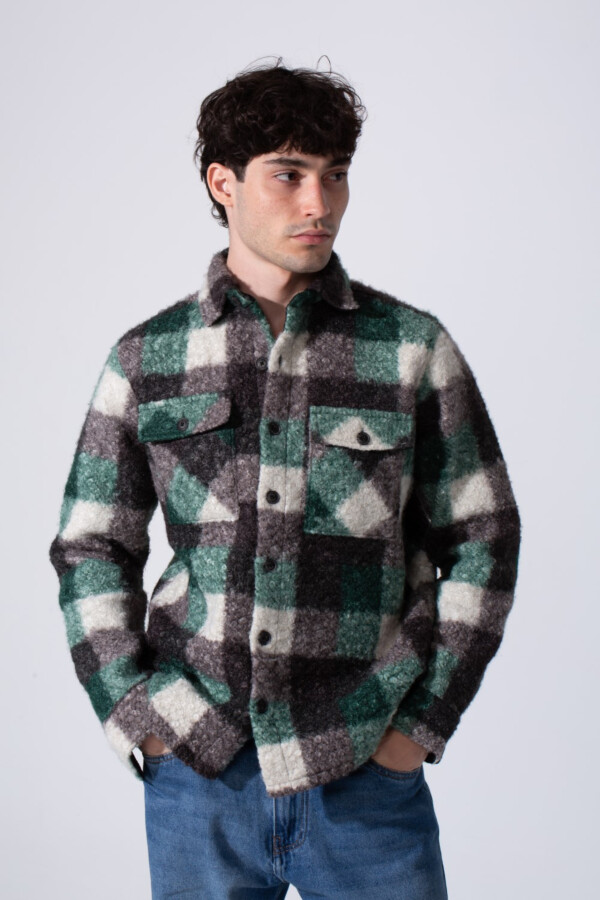 Men's Slim Fit Wool Winter Shirt With Long Sleeves And Front Pockets