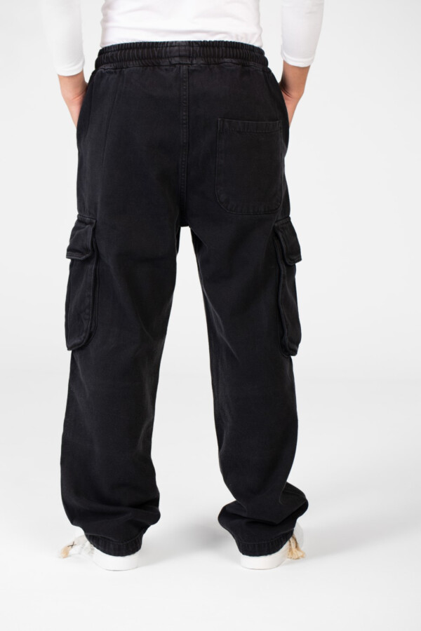 Men's Cargo Jeans Pants With Elastic Waist And Side Pockets