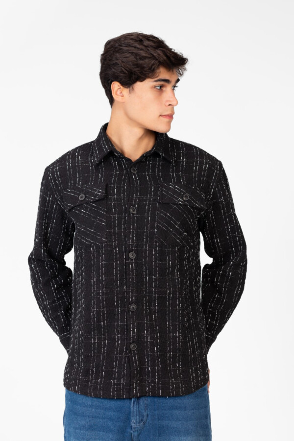 Men's Check Shirt With Front Pockets And Long Sleeves