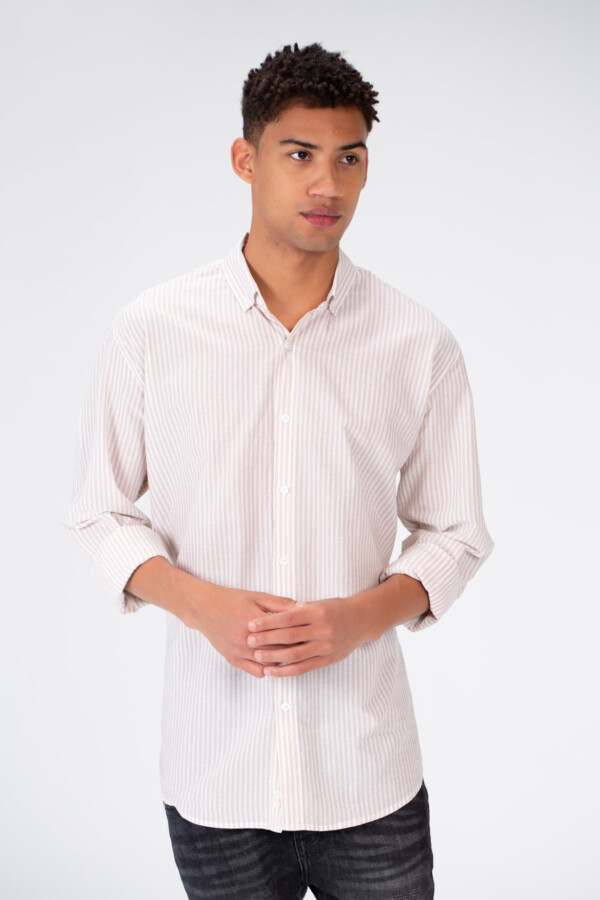 Men's Long Sleeve Slim Fit Striped Shirt