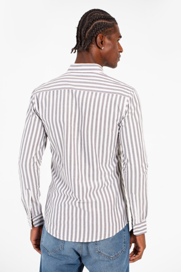 Men's Slim Fit Striped Long Sleeve Buttons Front Shirt