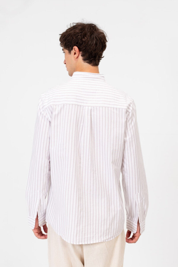 Men's Striped Regular Fit Long Sleeve Shirt With Front Pocket