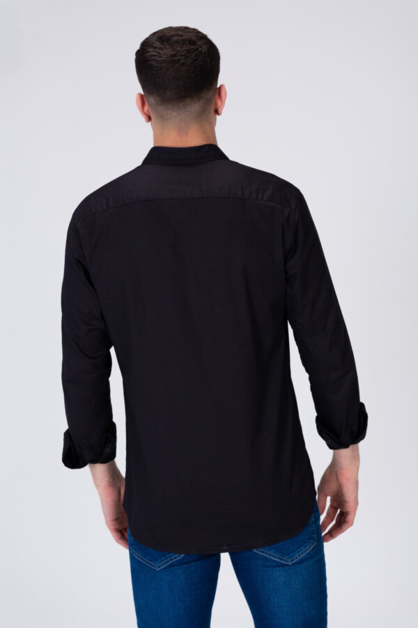 Mens Basic Classic Neck Long Sleeve Slim Fit Shirt