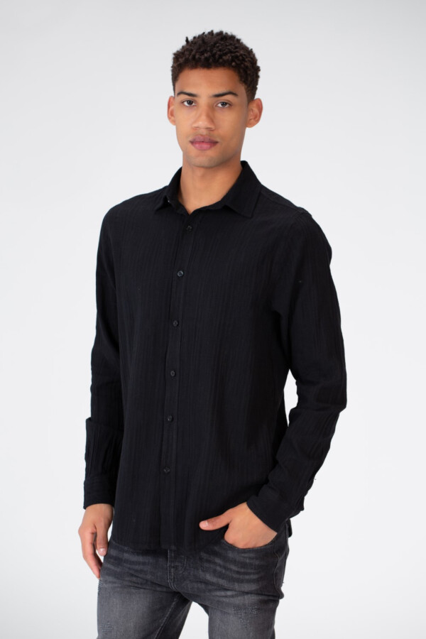 Men's Basic Slim Fit Shirt With Long Sleeves In Linen Material
