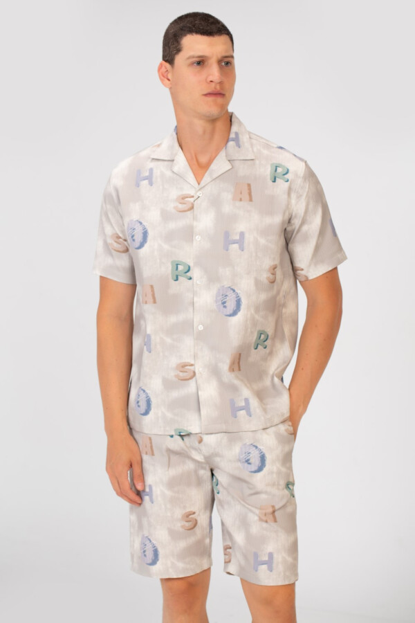 Men's Half Sleeve Shirt And Short Slim Fit Outfit With Letter Print In Summer High Quality