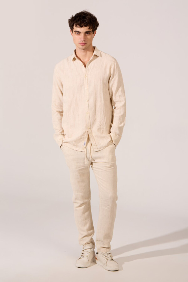 Men's Slim Fit Outfit Set Comfortable Fabric Long Sleeve Shirt And Pants