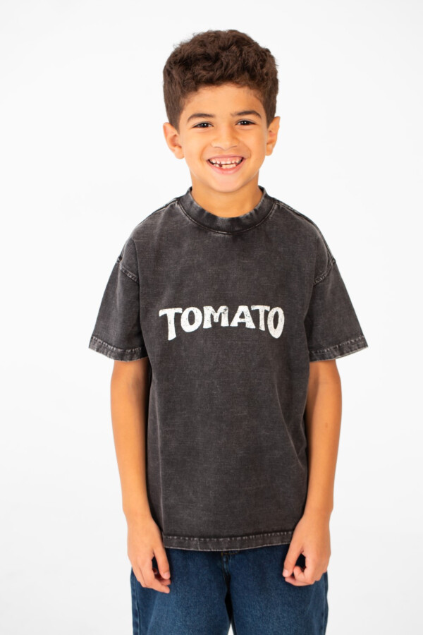 Boy's Tomato Summer Washed Oversized Round Neck Half Sleeve T-Shirt