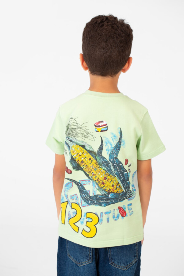 Boy's High Quality Milton Printed Short Sleeved Round Neck T-shirt