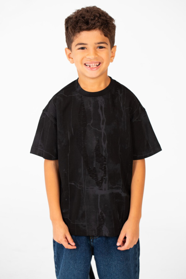 Boy's Oversized Printed Round Neck Short Sleeve T-shirt