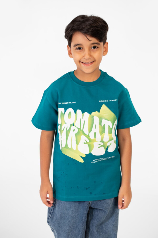 Boy's Milton Summer Oversized T-Shirt With Front Print And Short Sleeves